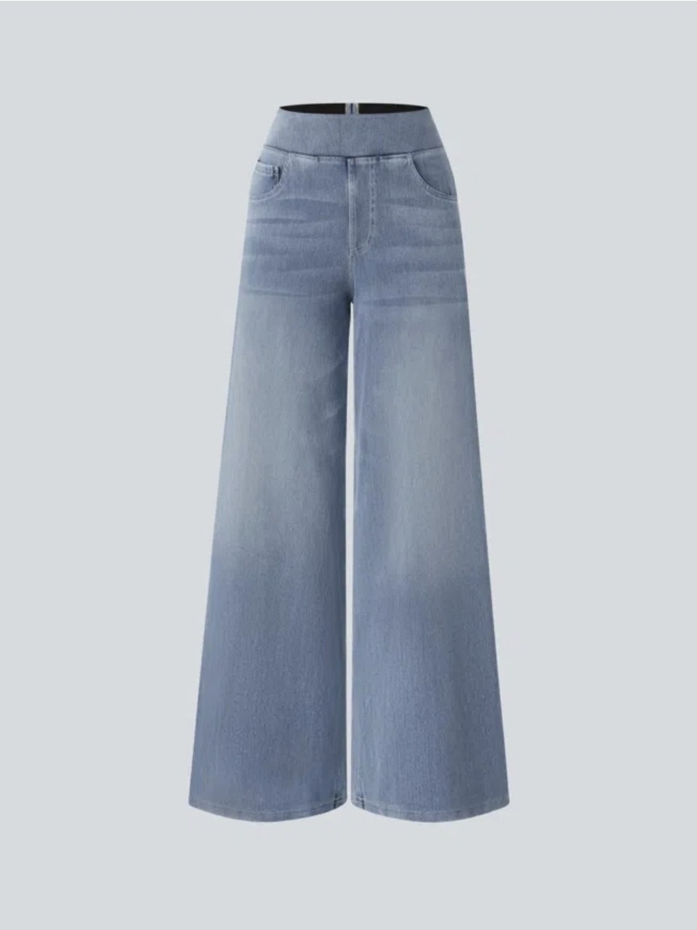 NWT Halara Flex High Waisted Wide Leg Blue Gray Denim Size Small Tall